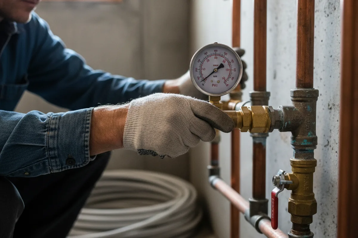 Pressure testing a repaired line during Water Line Repair in Farmington